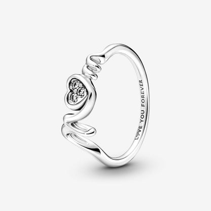 Anillo Pandora Corazón de Madre en Pavé