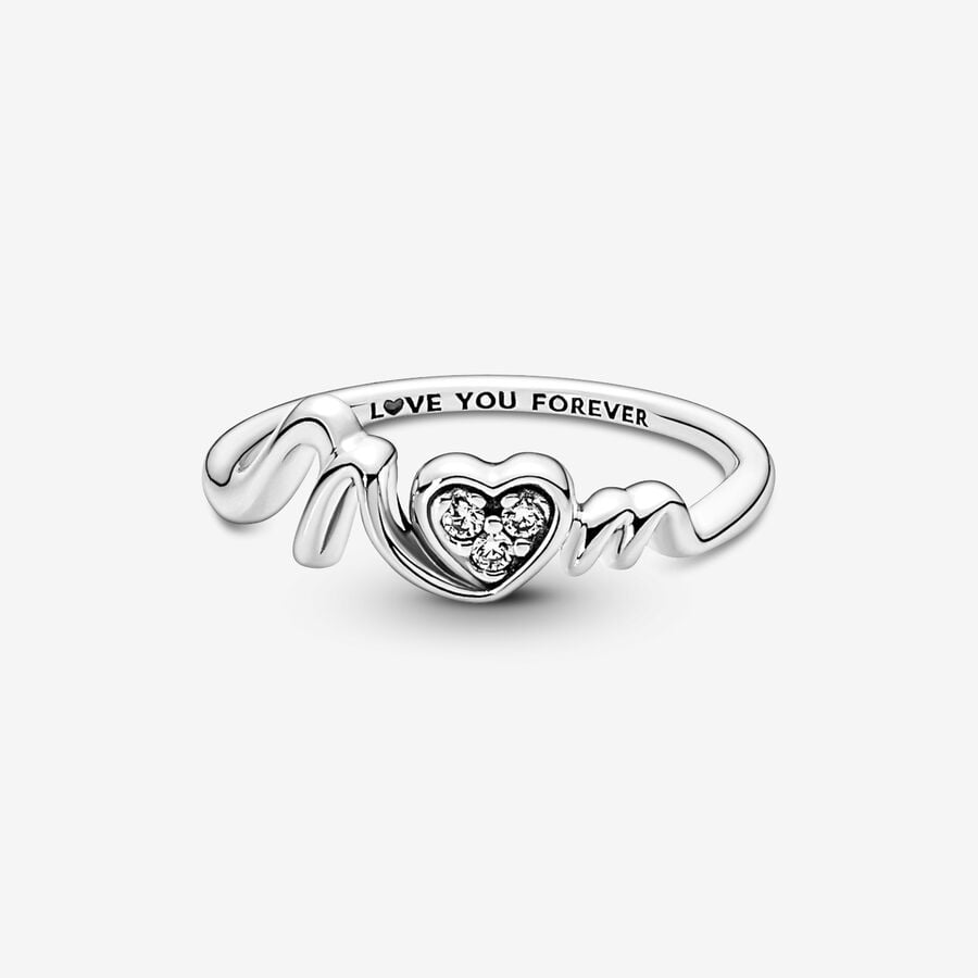 Anillo Pandora Corazón de Madre en Pavé