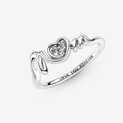 Anillo Pandora Corazón de Madre en Pavé