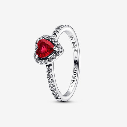 Anillo Pandora Corazón Nivelado Rojo Brillante