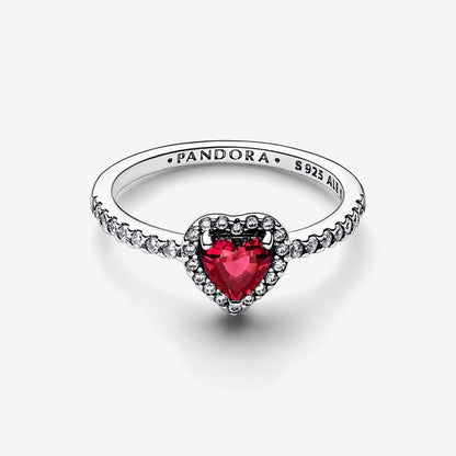 Anillo Pandora Corazón Nivelado Rojo Brillante