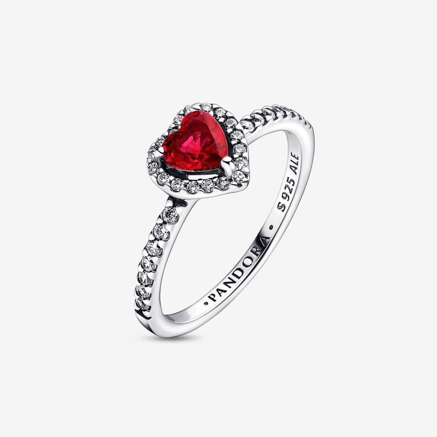 Anillo Pandora Corazón Nivelado Rojo Brillante