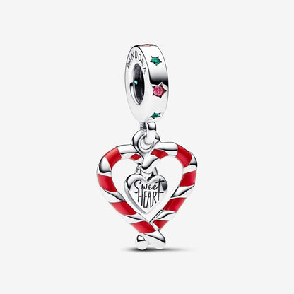 Charm Colgante Pandora Corazón Bastón Caramelo Doble de Navidad