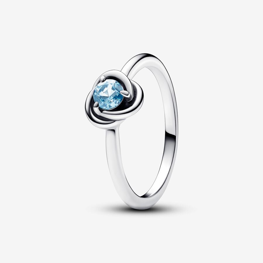 Anillo Pandora Círculo Eternity Azul Aguamarina