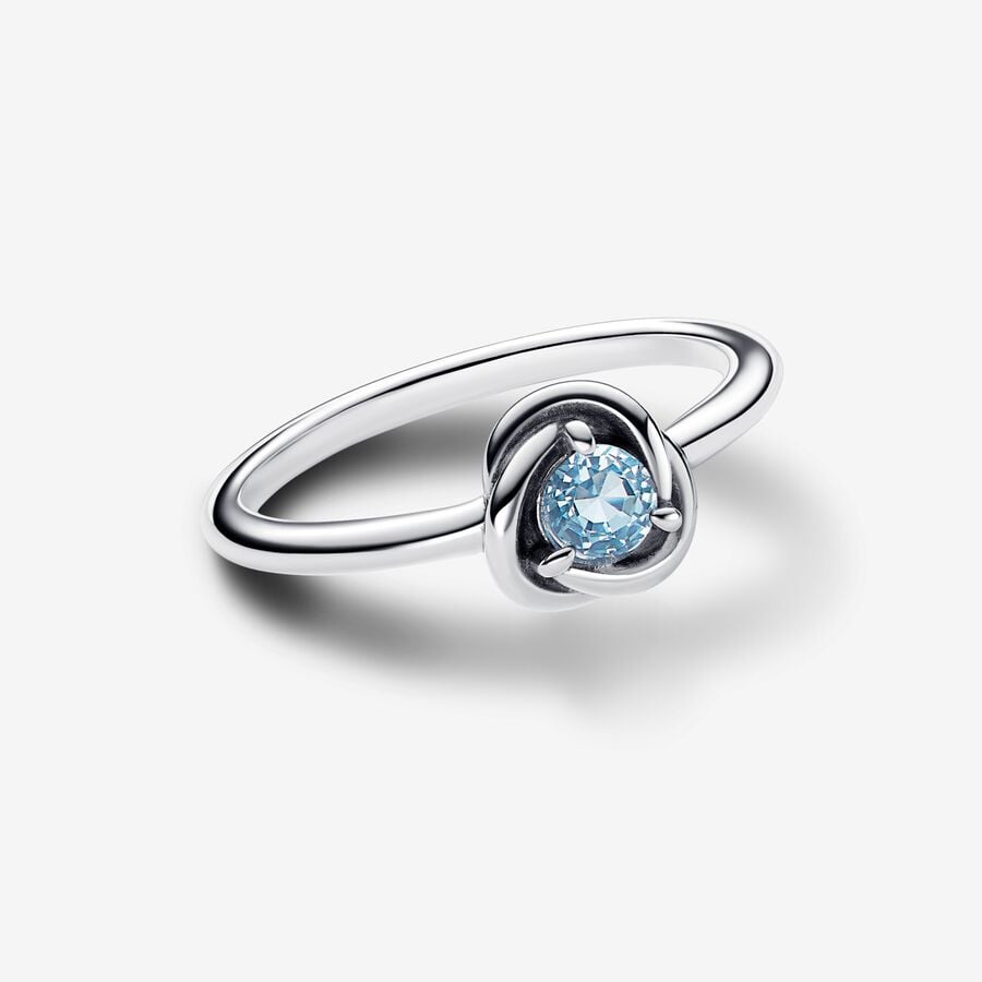 Anillo Pandora Círculo Eternity Azul Aguamarina