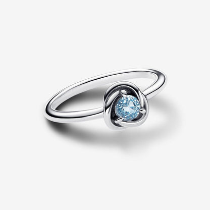 Anillo Pandora Círculo Eternity Azul Aguamarina